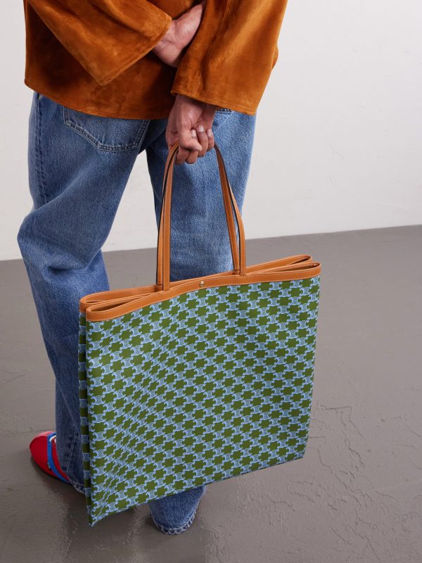 Triomphe Large Leather-Trimmed Printed Canvas Tote Bag - FR Triomphe Large Leather-Trimmed Printed Canvas Tote Bag - FR