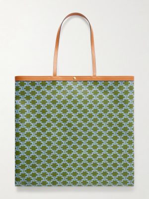 Triomphe Large Leather-Trimmed Printed Canvas Tote Bag Triomphe Large Leather-Trimmed Printed Canvas Tote Bag