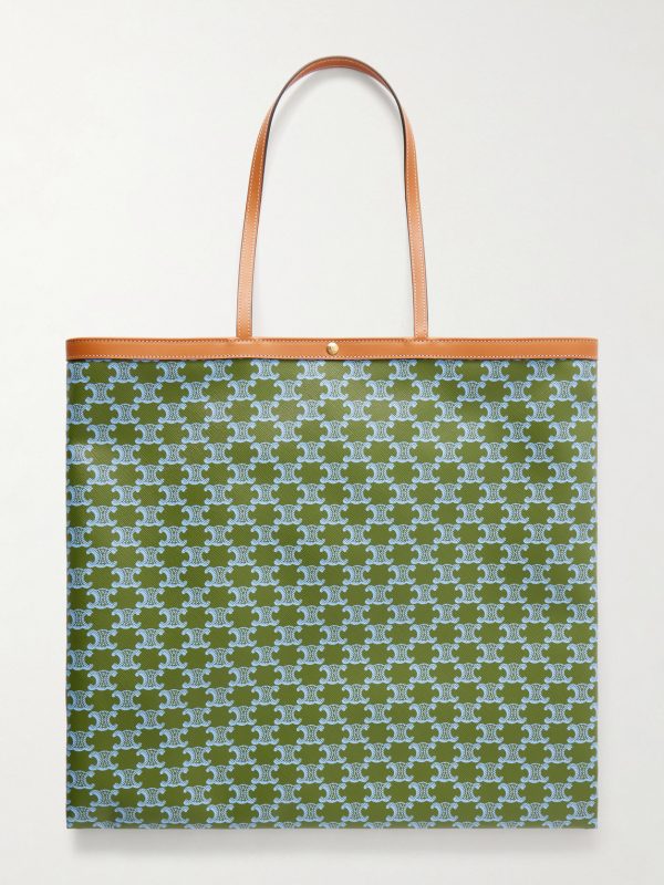 Triomphe Large Leather-Trimmed Printed Canvas Tote Bag Triomphe Large Leather-Trimmed Printed Canvas Tote Bag