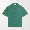 Convertible-Collar Logo-Embroidered Cotton and Linen-Blend Shirt Convertible-Collar Logo-Embroidered Cotton and Linen-Blend Shirt