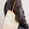 Triomphe Medium Leather-Trimmed Printed Canvas Tote Bag - FR Triomphe Medium Leather-Trimmed Printed Canvas Tote Bag - FR