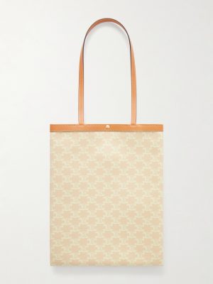 Triomphe Medium Leather-Trimmed Printed Canvas Tote Bag Triomphe Medium Leather-Trimmed Printed Canvas Tote Bag