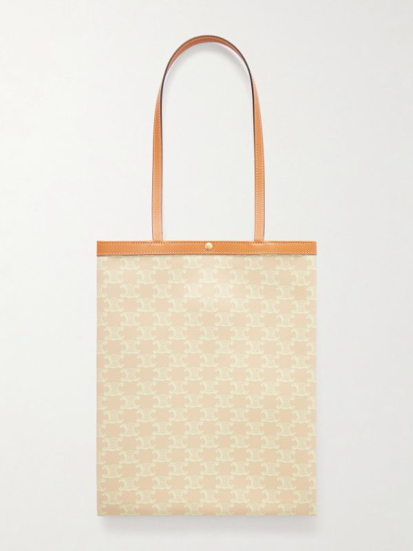 Triomphe Medium Leather-Trimmed Printed Canvas Tote Bag Triomphe Medium Leather-Trimmed Printed Canvas Tote Bag
