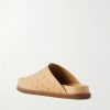Triomphe-Debossed Leather Slides - BK