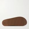 Triomphe-Debossed Leather Slides - E1