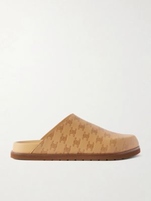 Triomphe-Debossed Leather Slides