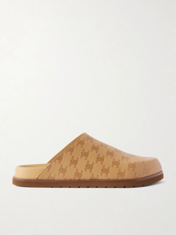 Triomphe-Debossed Leather Slides