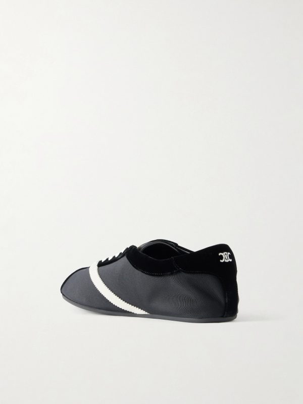Leather-Trimmed Grosgrain Sneakers - BK