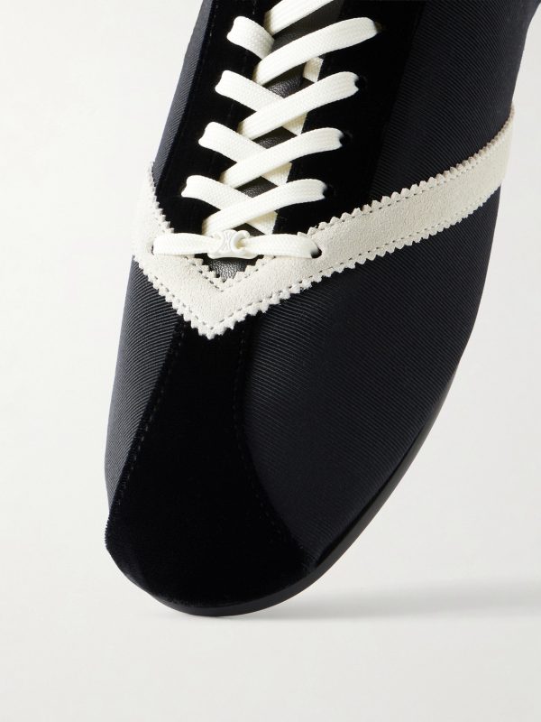 Leather-Trimmed Grosgrain Sneakers - CU
