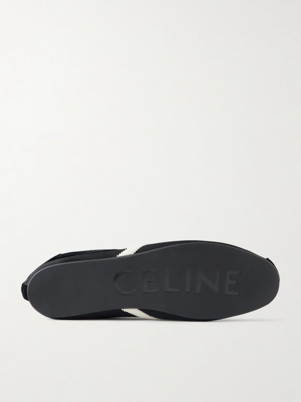Leather-Trimmed Grosgrain Sneakers - E1