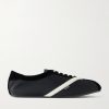 Leather-Trimmed Grosgrain Sneakers