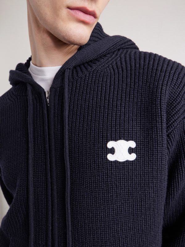 Hooded Logo-Embroidered Wool Zip-Up Cardigan - CU Hooded Logo-Embroidered Wool Zip-Up Cardigan - CU
