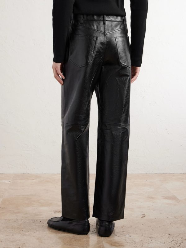 Straight-Leg Leather Trousers - BK Straight-Leg Leather Trousers - BK