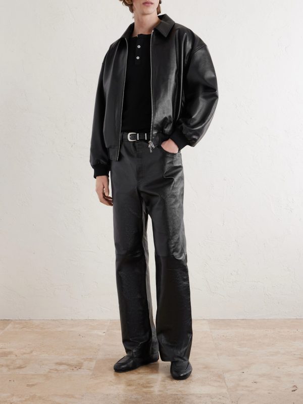 Straight-Leg Leather Trousers - OU Straight-Leg Leather Trousers - OU