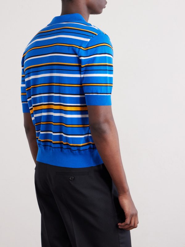 Slim-Fit Logo-Embroidered Striped Cotton Polo Shirt - BK