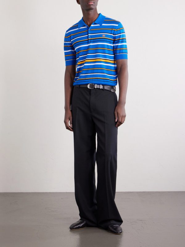 Slim-Fit Logo-Embroidered Striped Cotton Polo Shirt - OU