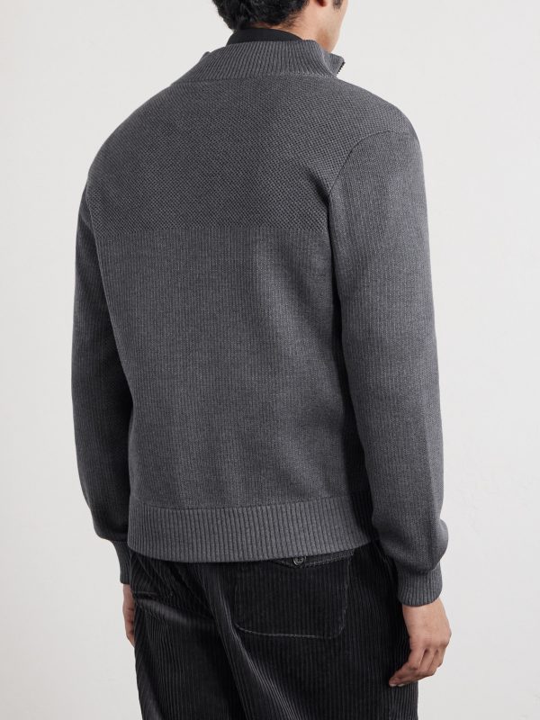 HyBridge Slim-Fit Quilted Down Shell and Merino Wool Jacket - BK HyBridge Slim-Fit Quilted Down Shell and Merino Wool Jacket - BK