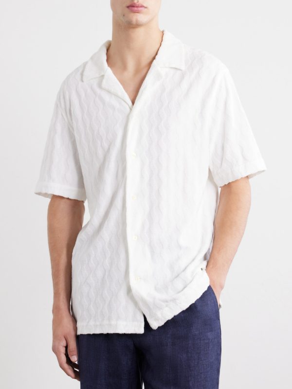 Roberto Terry Cotton and Linen-Blend Jacquard Shirt - FR Roberto Terry Cotton and Linen-Blend Jacquard Shirt - FR