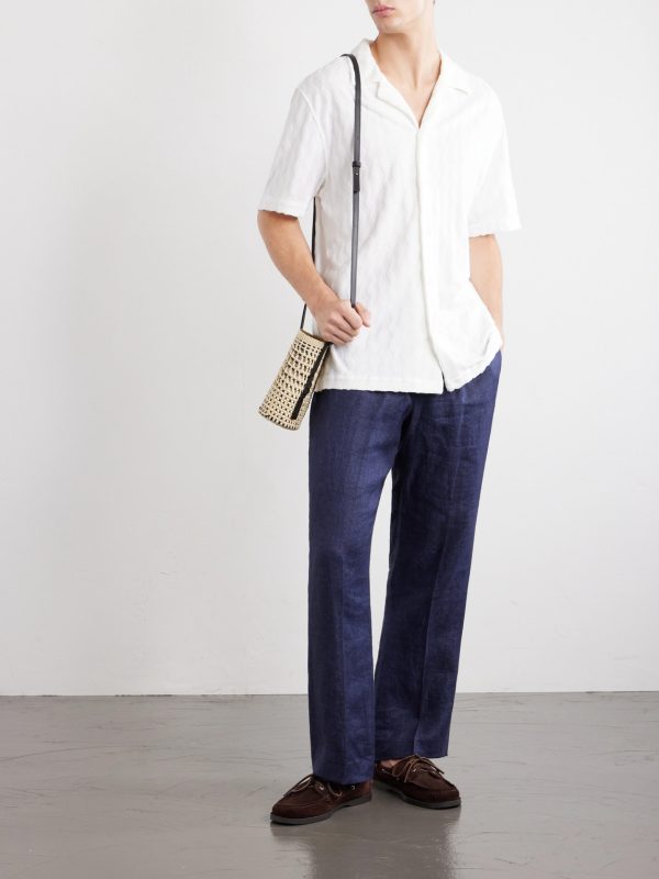 Roberto Terry Cotton and Linen-Blend Jacquard Shirt - OU Roberto Terry Cotton and Linen-Blend Jacquard Shirt - OU