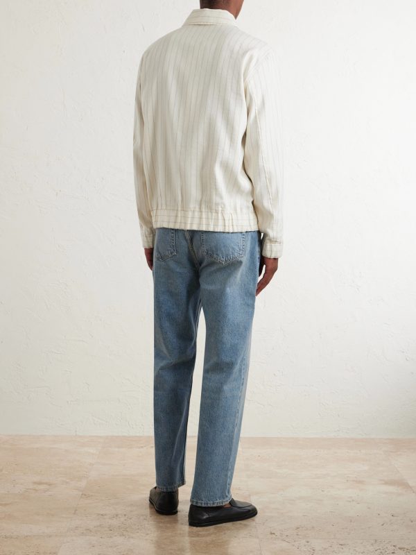 Tomas Striped Linen and Cotton-Blend Blouson Jacket - BK Tomas Striped Linen and Cotton-Blend Blouson Jacket - BK