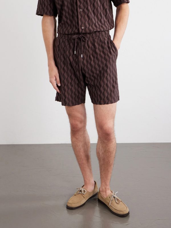 Augusto Cotton and Linen-Blend Jacquard Terry Shorts - FR Augusto Cotton and Linen-Blend Jacquard Terry Shorts - FR