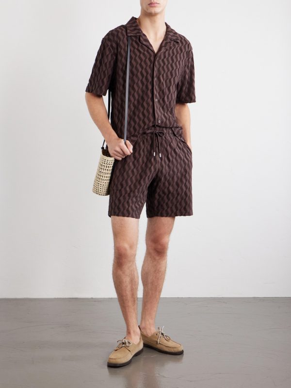 Augusto Cotton and Linen-Blend Jacquard Terry Shorts - OU Augusto Cotton and Linen-Blend Jacquard Terry Shorts - OU