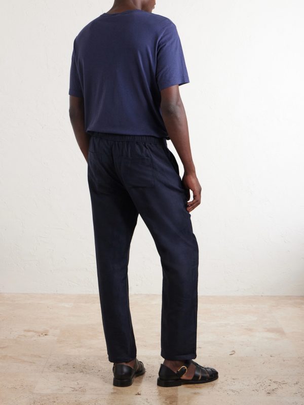 Mendes Straight-Leg Linen and Cotton-Blend Twill Drawstring Trousers - BK Mendes Straight-Leg Linen and Cotton-Blend Twill Drawstring Trousers - BK