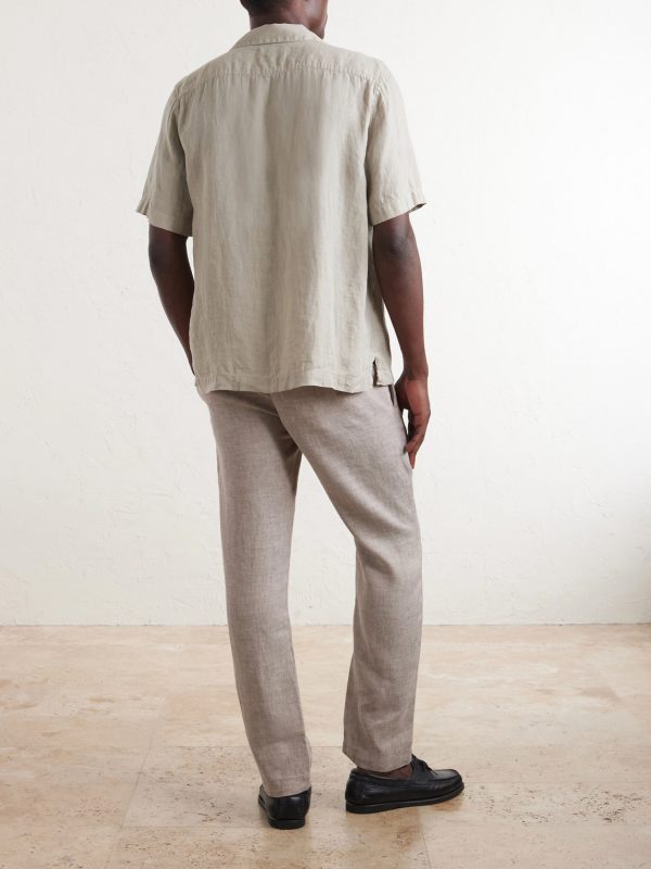 Angelo Camp-Collar Linen Shirt - BK Angelo Camp-Collar Linen Shirt - BK