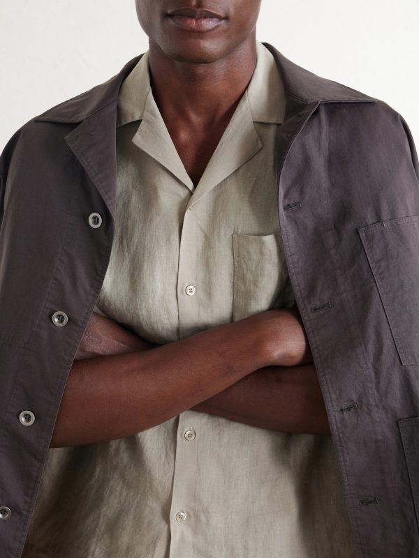 Angelo Camp-Collar Linen Shirt - CU Angelo Camp-Collar Linen Shirt - CU