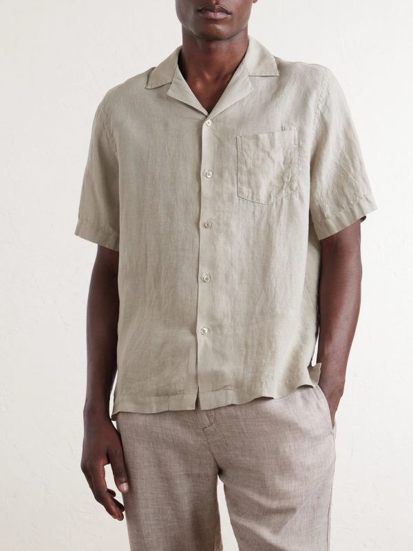 Angelo Camp-Collar Linen Shirt - FR Angelo Camp-Collar Linen Shirt - FR