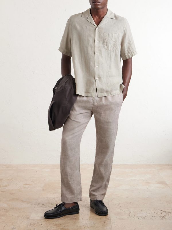 Angelo Camp-Collar Linen Shirt - OU Angelo Camp-Collar Linen Shirt - OU
