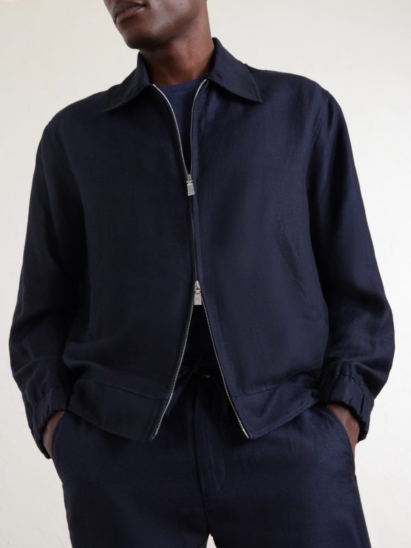 Tomas Cotton and Linen-Blend Blouson Jacket - CU
