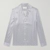 Safra Camp-Collar Printed Silk-Satin Shirt