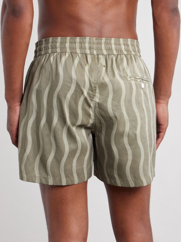 Rio Linen Blend Cabana Wave -Print Swim Short - BK