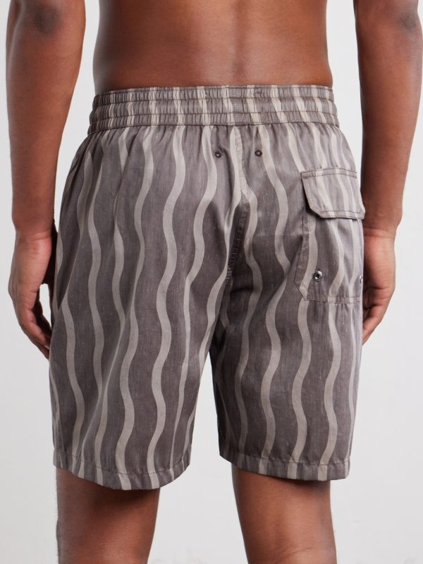 Rio Linen Blend Cabana Wave -Print Swim Short - BK Rio Linen Blend Cabana Wave -Print Swim Short - BK