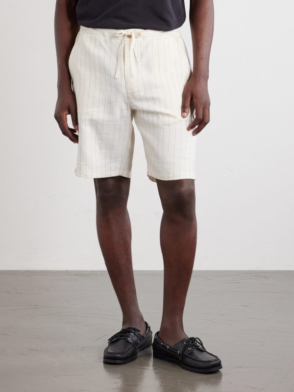 Straight-Leg Striped Linen and Cotton-Blend Drawstring Shorts - FR Straight-Leg Striped Linen and Cotton-Blend Drawstring Shorts - FR
