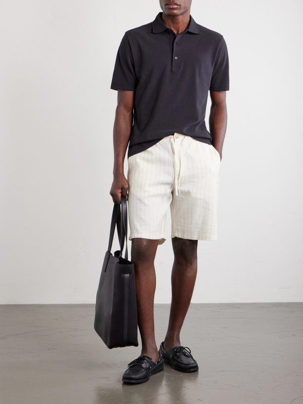 Straight-Leg Striped Linen and Cotton-Blend Drawstring Shorts - OU Straight-Leg Striped Linen and Cotton-Blend Drawstring Shorts - OU