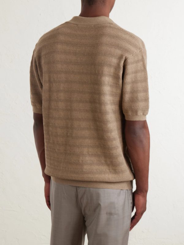 Rino Open-Knit Cotton Polo Shirt - BK Rino Open-Knit Cotton Polo Shirt - BK