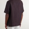 Angelo Camp-Collar Linen Shirt - BK Angelo Camp-Collar Linen Shirt - BK