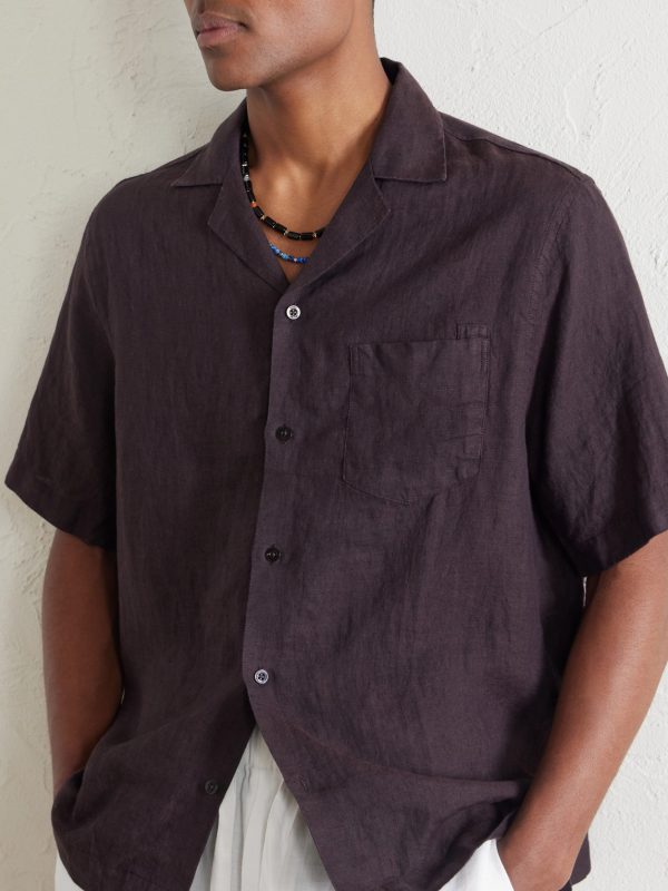 Angelo Camp-Collar Linen Shirt - CU Angelo Camp-Collar Linen Shirt - CU