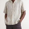 Roberto Camp-Collar Striped Linen Shirt - FR Roberto Camp-Collar Striped Linen Shirt - FR