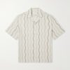 Roberto Camp-Collar Striped Linen Shirt Roberto Camp-Collar Striped Linen Shirt