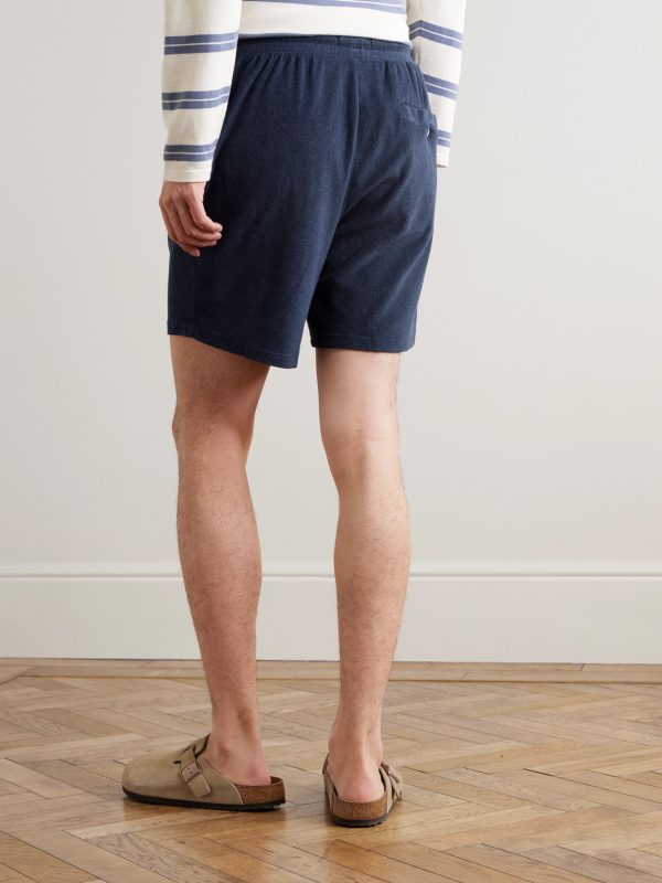 Augusto Straight-Leg Cotton, Lyocell and Linen-Blend Terry Drawstring Shorts - BK