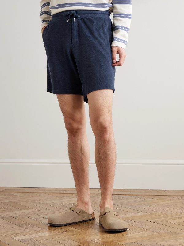 Augusto Straight-Leg Cotton, Lyocell and Linen-Blend Terry Drawstring Shorts - FR