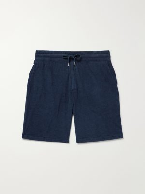 Augusto Straight-Leg Cotton, Lyocell and Linen-Blend Terry Drawstring Shorts Augusto Straight-Leg Cotton, Lyocell and Linen-Blend Terry Drawstring Shorts