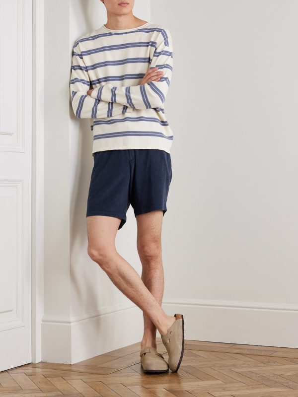 Augusto Straight-Leg Cotton, Lyocell and Linen-Blend Terry Drawstring Shorts - OU