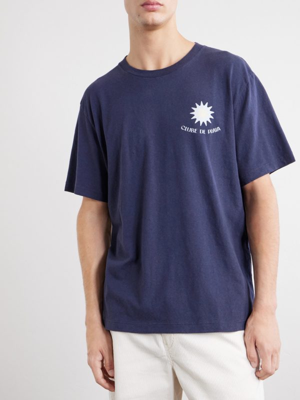 Dinis Clube de Praia Printed Cotton and Linen-Blend Jersey T-Shirt - FR Dinis Clube de Praia Printed Cotton and Linen-Blend Jersey T-Shirt - FR