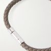 Logo-Engraved Silver-Tone and Woven Leather Bracelet - CU