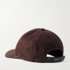 Leather-Trimmed Logo-Embroidered Cotton-Twill Baseball Cap - BK