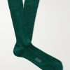 Logo-Embroidered Ribbed Cotton Socks